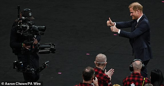 The Duke of Sussex during the opening ceremony of the 2025 Invictus Games in Vancouver, Canada. The games will take place across Vancouver and Whistler. Picture date: Saturday February 8, 2025. PA Photo. See PA story ROYAL Invictus . Photo credit should read: Aaron Chown/PA Wire