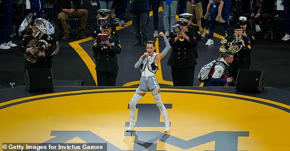 VANCOUVER, CANADA - FEBRUARY 8: Katy Perry performs on stage during the opening ceremony of the Invictus Games Vancouver Whistler 2025 at BC Place on February 8, 2025 in Vancouver, Canada. (Photo by Derek Cain/Getty Images for Invictus Games Vancouver Whistler 2025)