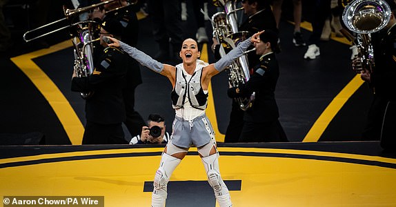 Katy Perry performing during the opening ceremony of the 2025 Invictus Games in Vancouver, Canada. The games will take place across Vancouver and Whistler. Picture date: Saturday February 8, 2025. PA Photo. See PA story ROYAL Invictus . Photo credit should read: Aaron Chown/PA Wire