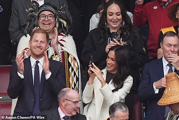 The Duke and Duchess of Sussex react during the opening ceremony of the 2025 Invictus Games in Vancouver, Canada. The games will take place across Vancouver and Whistler. Picture date: Saturday February 8, 2025. PA Photo. See PA story ROYAL Invictus. Photo credit should read: Aaron Chown/PA Wire