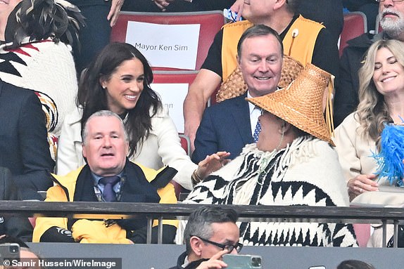 WHISTLER, BRITISH COLUMBIA - FEBRUARY 08: Meghan, Duchess of Sussex during the opening ceremony of the 2025 Invictus Games at BC Place on February 08, 2025 in Whistler, British Columbia.  (Photo by Samir Hussein/Samir Hussein/WireImage)