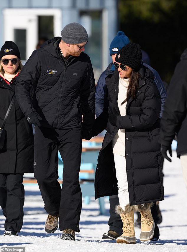 Meghan had joined friends and family of Invictus Games 2025 competitors in Whistler to go ‘tubing’. She then posted a video of her trying the sport to her Instagram Stories