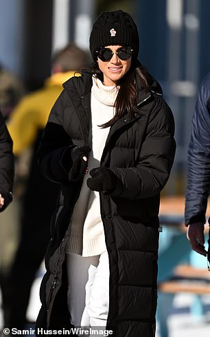 It comes after it was revealed that the Duchess (pictured) won't be joining Harry at the rest of the games - instead travelling back to Montecito to see her children Prince Archie, five, and Princess Lilibet, three