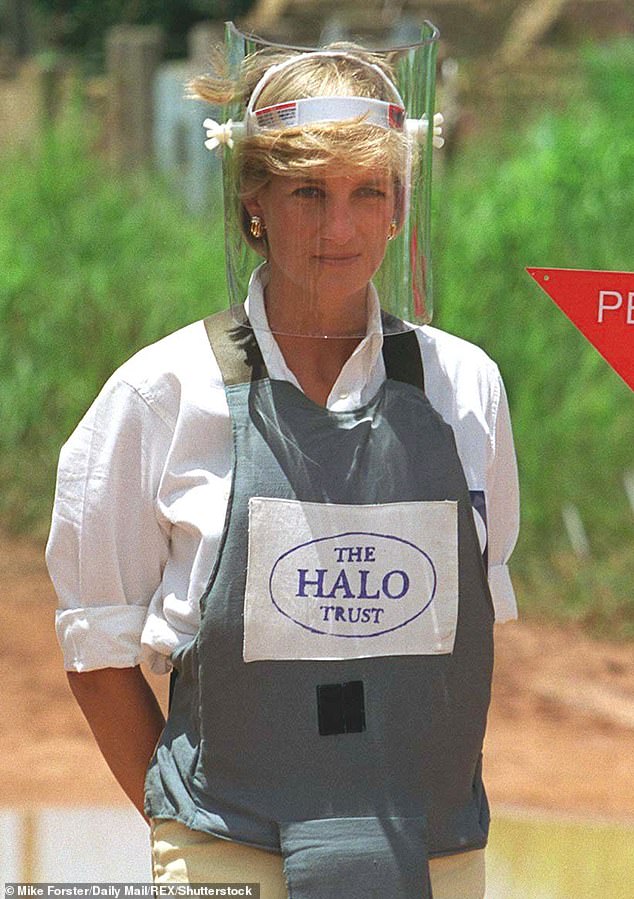 Princess Diana walked through an active minefield in Angola in 1997 (pictured)