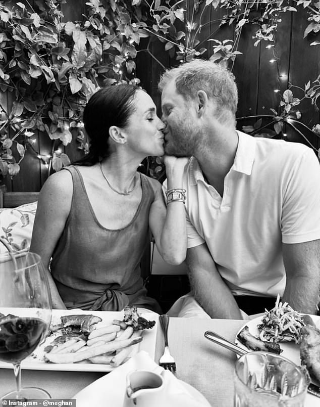 Meghan Markle marked Valentine's Day with a sweet photo of her and Prince Harry , after she left the Invictus Games early to be with the couple's children, Archie and Lilibet