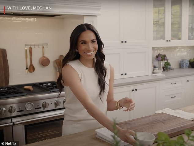 Pictured: Meghan in the trailer for her upcoming lifestyle show on Netflix - With Love, Meghan