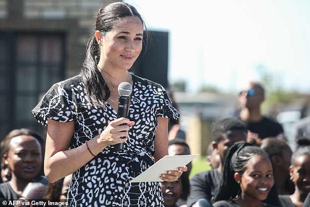 Meghan makes a speech during a royal visit to Cape Town in September 2019