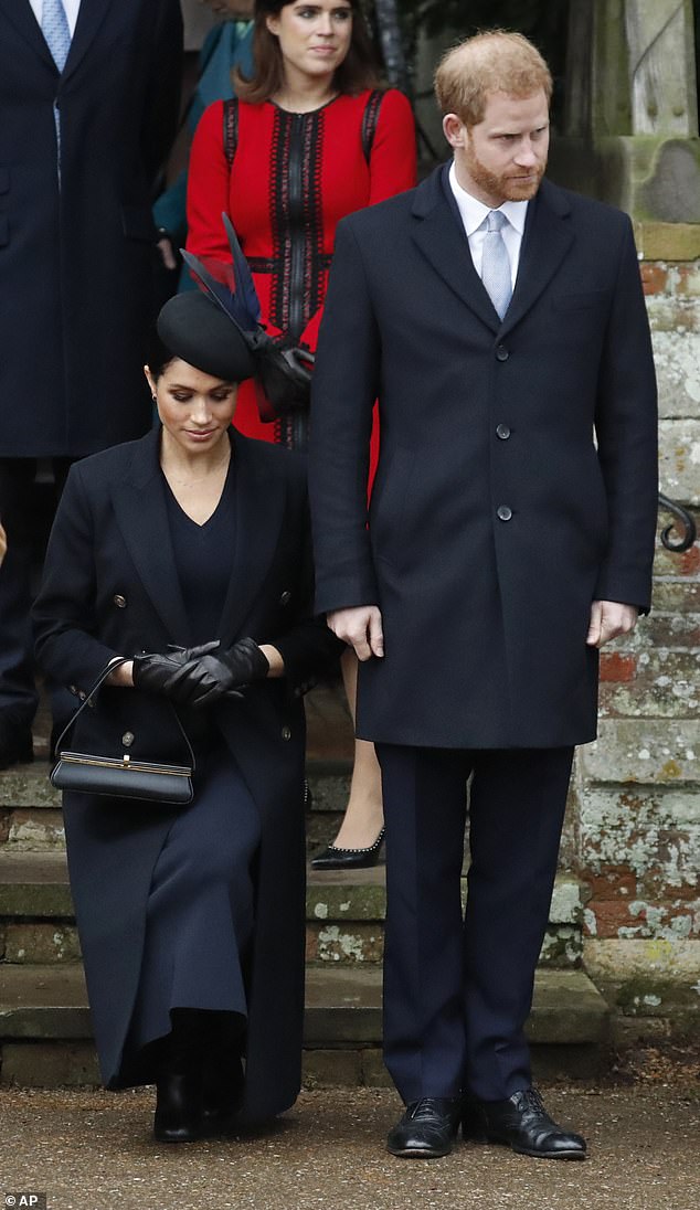 Meghan curtsies to Queen Elizabeth after the Christmas Day Service in December 2018