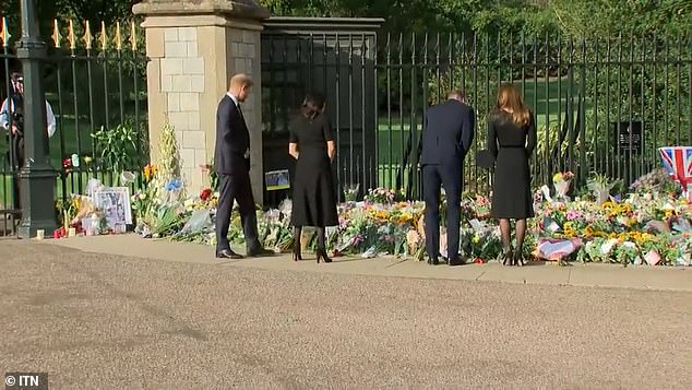 The brothers barely interacted during the sombre 40-minute walkabout and appeared to stick to their wives