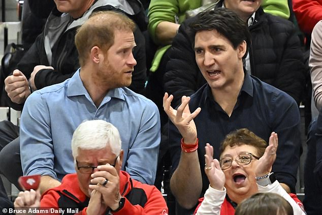 Canadian Prime Minister Justin Trudeau, who had earlier sat with Harry at the indoor rowing event held in the Vancouver Convention Centre (pictured), paid glowing tribute to the military veterans who have taken part in the games