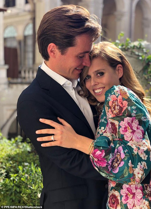 Princess Beatrice's engagement ring is a stunning Art Deco-inspired creation by British jeweller Shaun Leane, highlighting a six-claw round diamond at its centre