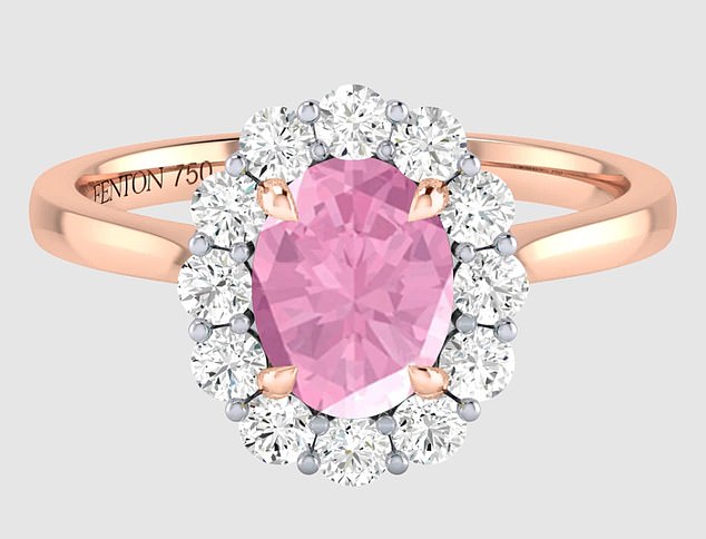 This Fenton pink sapphire ring, priced from £3,150, cleverly draws in light to interact and shine through the centre stone