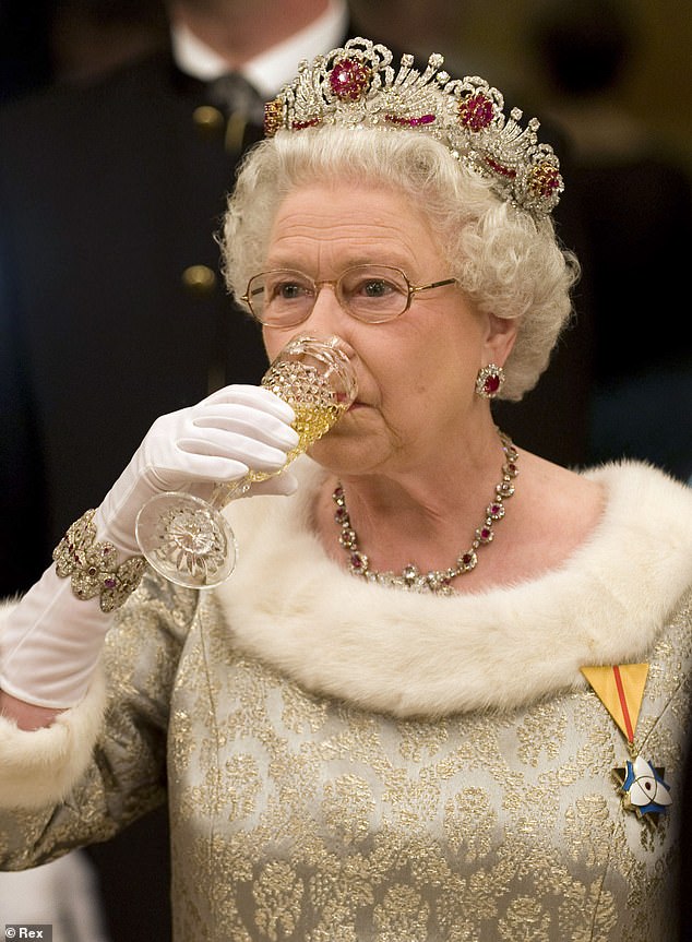 Privately the late Queen Elizabeth (pictured in 2008) enjoyed a gin and dubonnet and, occasionally, white wine while the late Duke of Edinburgh reportedly enjoyed a pale ale