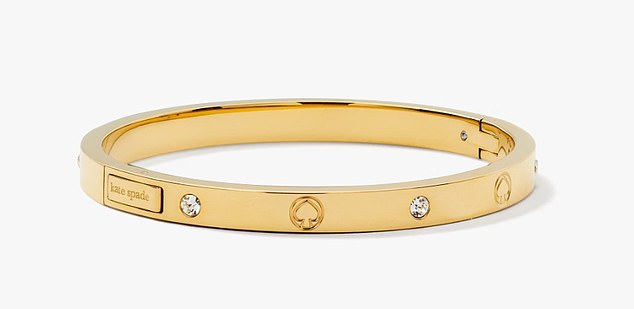 Kate Spade's shiny infinite bangle, £75, is topped with the brand's logo and faceted crystals