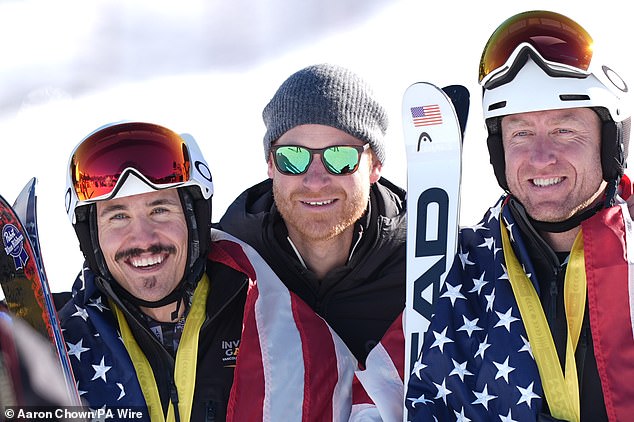 The Duke Sussex with competitors at the Alpine Skiing and Snowboarding Novice Finals