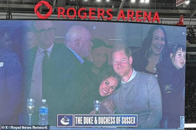 After the Invictus Games opening ceremony, the Duke and Duchess of Sussex attended a National Hockey League game in the city - where Meghan was pictured snuggling up to Harry again