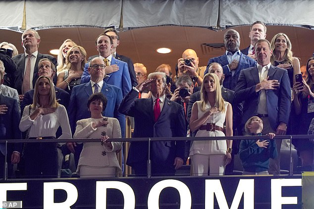 In another snap, the royal stood for the American national anthem directly behind the President, his daughter Ivanka Trump , National Security Advisor Michael Waltz and United States Senator Eric Schmitt