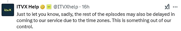 ITV have since confirmed that coverage was limited due to an agreement to only show highlights of the event and any delays were due to coordination and time zone issues