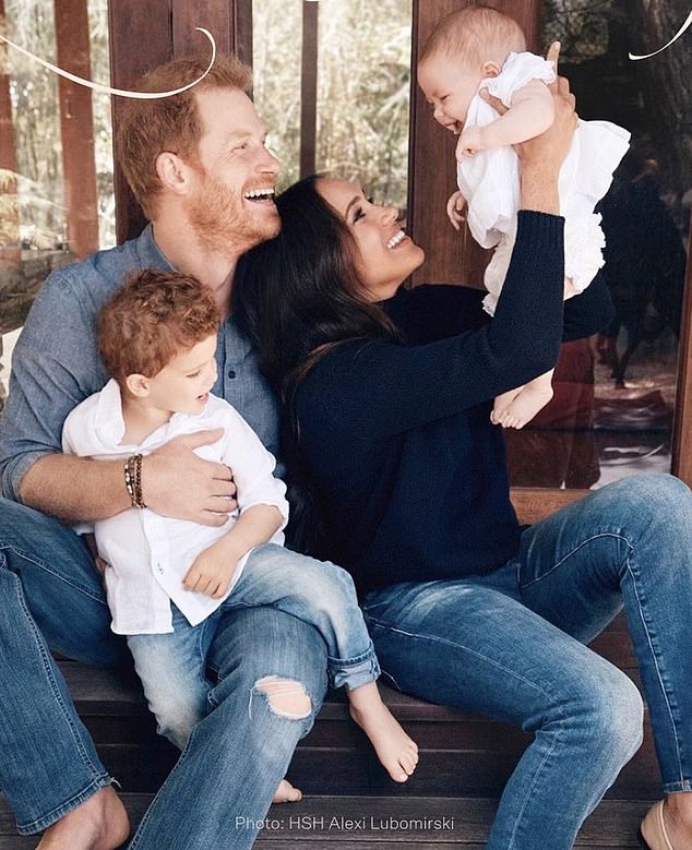 Prince Harry and Meghan Markle havey shown the first photo of their daughter Lilibet Diana, six months after she was born, and fans have gone wild over Archie's red hair (seen left)