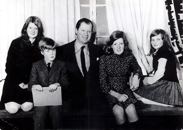 The late 8th Earl Spencer with children from L-R Lady Sarah McCorquodale, Charles (now 9th Earl Spencer), Lady Jane Fellowes and the late Diana, Princess of Wales