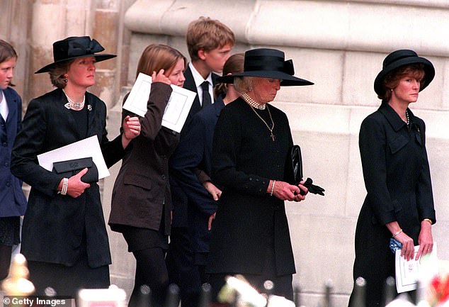 The Spencer family leaving Westminster Abbey after the funeral service for Diana in September 1997