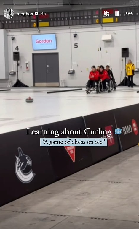 In one such Story, Meghan told her 1.7 million followers that she is 'learning about Curling' and discovered the sport is similar to playing 'a game of chess on ice'