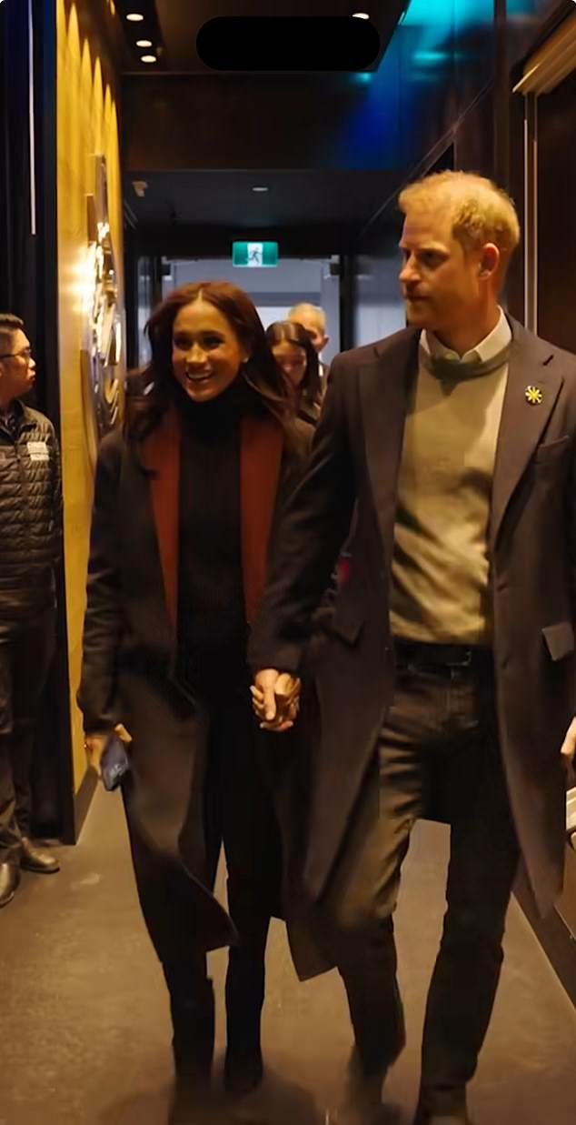 On Saturday, the Montecito-based duchess joined Prince Harry in the stands for the Vancouver Canucks ice hockey match. The couple was photographed holding hands as they walked into the Rogers Arena, with Meghan opting to rewear a Burgundy & Black Wool Coat from Givenchy that she first debuted in 2018