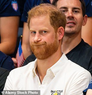 Prince Harry (pictured in September 2023) was allegedly dubbed  'Tim Nice But Dim' by Spotify staff