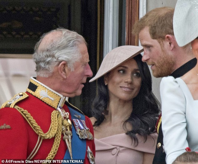 The nickname Tungsten was allegedly first used by Charles in the early days of Harry and Meghan's life together as working royals. Pictured together at her first Trooping the Colour