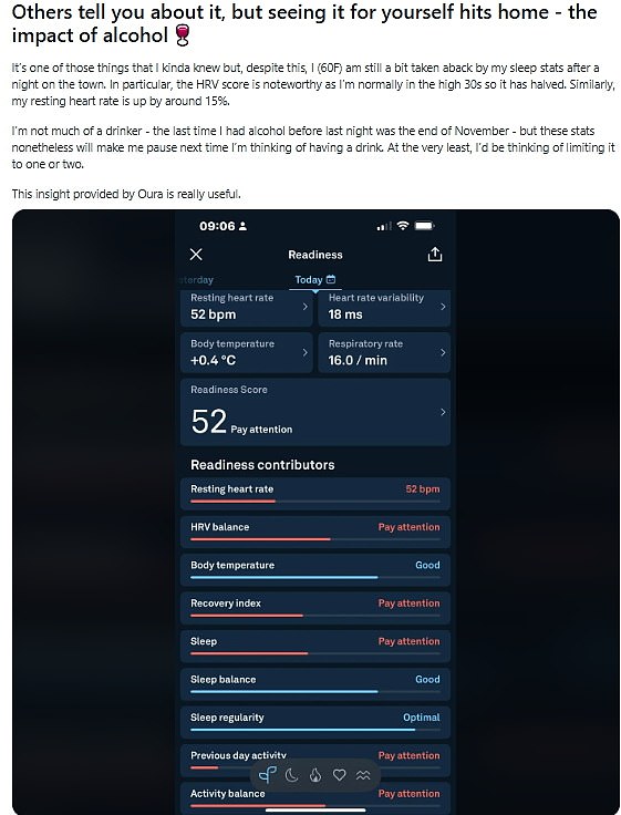 One user, a 60-year-old woman, said she was 'taken aback by my sleep stats after a night on the town'