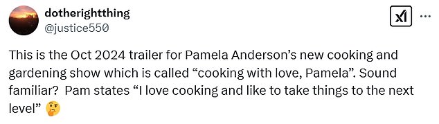 Reaction: Eagle-eyed viewers have noticed how the Duchess' series seems very similar to Pamela's show, Cooking With Love