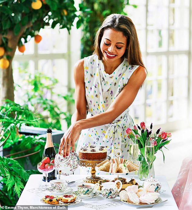 Some viewers have compared scenes from Meghan's trailer to those in the YouTube cooking show 'Emma's Kitchen' hosted by Emma Thynn, Marchioness of Bath (above)