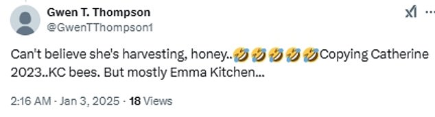 Another part of the trailer showed Meghan trying beekeeping ¿ but some royal fans pointed out that this is also one of her sister-in-law Kate's longtime hobbies.