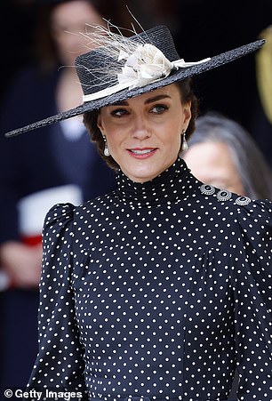 Kate wore a wide-brimmed straw hat designed by Awon Golding to the Service of Thanksgiving for the Duke of Edinburgh in 2022