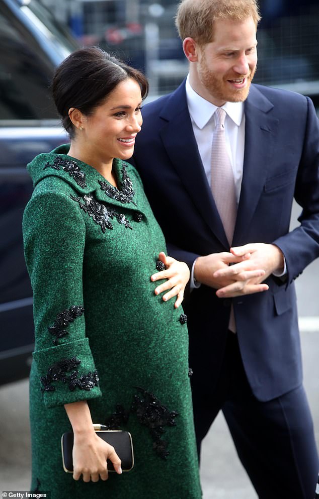 While pregnant with Archie, Meghan opted for a demure green coat by Erdem for visit to Canada House on Commonwealth Day 2019