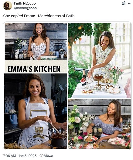 Reaction: Fans spotted a similarity to a YouTube cooking show hosted by the Marchioness of Bath