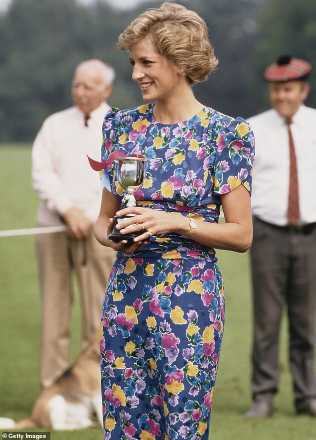 Princess Diana wears a signet ring on her left hand at Guards Polo club in Windsor in 1988