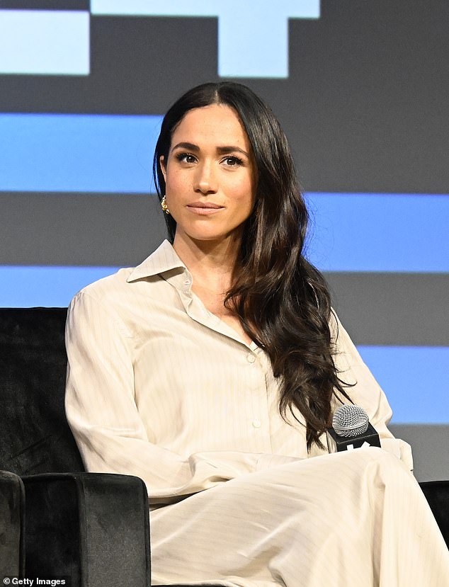 Meghan, Duchess of Sussex, speaks onstage during a panel discussion in March