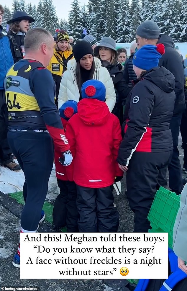 Meghan Markle shared an inspiring message about her freckles as she spoke with a young boy at the Invictus Games yesterday