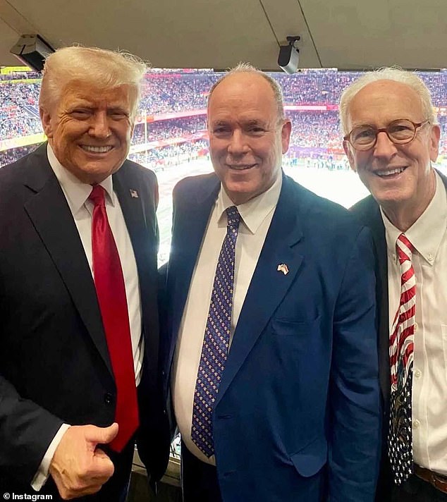 Prince Albert of Monaco beamed for a snap with President Donald Trump during the Super Bowl on Sunday