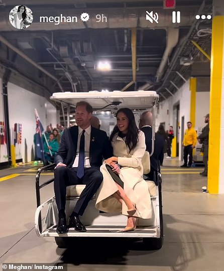 The Duke and Duchess of Sussex have been slammed for riding in a golf buggy past disabled veterans at Invictus Games on Sunday