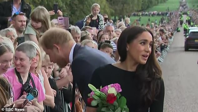 Meghan Markle suffered the awkward moment at the walkabout in Windsor after the Queen's death in September 2022