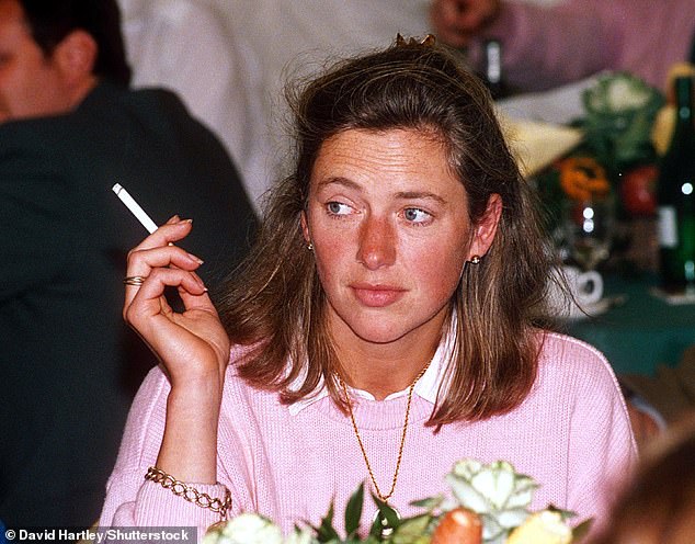 Tiggy Legge-Bourke lights up a cigarette at the Royal Berkshire Shooting School in 1998