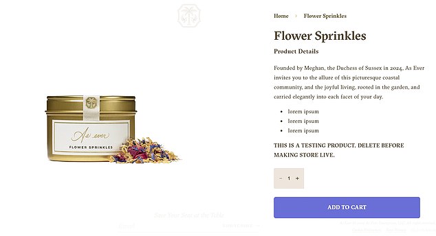 Another item named 'Flower Sprinkles' was also shown on the website asever.com