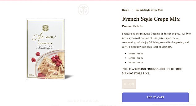 A pancake mix is among the products shown on a teaser page shared online