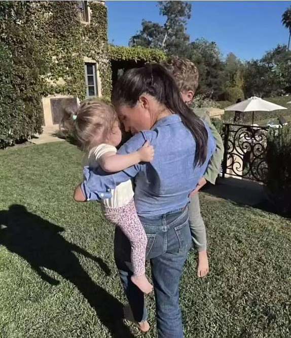 Meghan Markle seen with Archie and Lilibet in the family's huge garden (Image: NETFLIX)