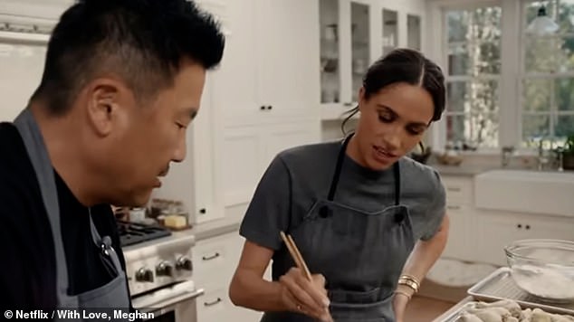 EPISODE 3: Meghan's guest is Roy Choi. During the episode, she talks about adding sparkling water to scrambled eggs to make them 'fluffy'