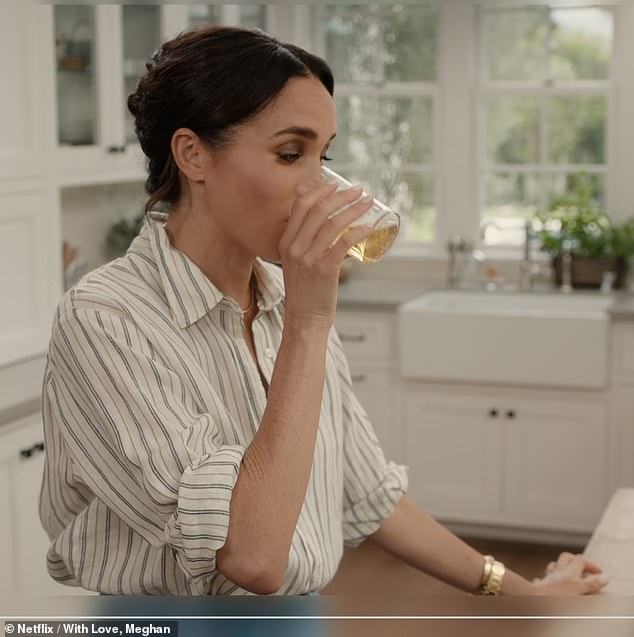 Elsewhere in episode three, Meghan showed off a recipe that included the use of beer and asked director Michael Steed if he would like some of the drink