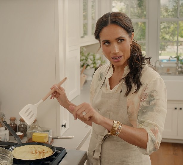 Meghan says her crepe mix was inspired by her time visiting France as a student and reminds her of making them as a student as well as now, in her family home