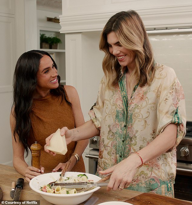 Italian cookery featured throughout the series, with Meghan cooking a rigatoni dish with her friend Delfina Blaquier in episode four of With Love, Meghan